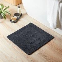 Super Soft Reversible Charcoal Square Bath Mat Charcoal grey