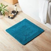 Super Soft Reversible Teal Square Bath Mat Teal Blue