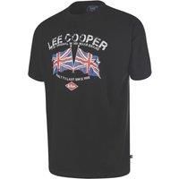 Lee Cooper LCTS012 Mens Work Safety Union Jack Logo Cotton Crew Neck T-Shirt Workwear Top, Black, Medium