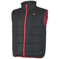 Lee Cooper Workwear Mens Work Safety Lightweight Padded Vest Gilet Bodywarmer With Contrast Stitching, Black, Medium