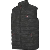 Lee Cooper Workwear Mens Slim Fit Lightweight Camo Print Padded Vest Windproof Showerproof Thermal Bodywarmer Gilet, Black Camo, XXL