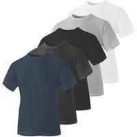 Iron Mountain Mens Crew Neck Organic Cotton Recycled Polyester Eco Friendly Assorted Workwear T-Shirts (5 Pack), Large