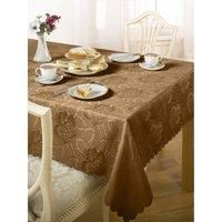 Emma Barclay Damask Rose - Jacquard Table Cloth in Coffee - 70x108 (178x274cm)