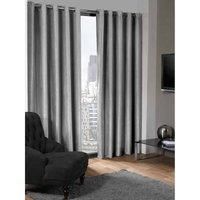 Emma Barclay Logan - Textured Woven Blackout Eyelet Curtains in Silver - Width 46 x Drop 54" (116 x 137cm)