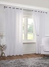Emma Barclay Lined Eyelet Voile Curtain Pair in White - Width 90 x Drop 90" (228 x 228cm)
