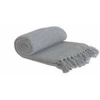 Honeycomb Silver Grey Throw Blanket Fringed 127 x 152cm Recycled Cotton