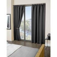 Emma Barclay Cali Pencil Pleat - Woven Thermal Blackout Pencil Pleat Curtains in Charcoal - Width 46 x Drop 72" (116 x 183cm)