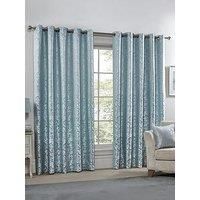 Emma Barclay Eden - Lined Eyelet Jacquard Curtains in Silver - Width 90 x Drop 72" (228 x 183cm)