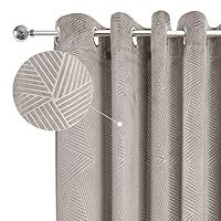 Emma Barclay Midnight - Embossed Velvet Woven Thermal Blackout Eyelet Curtains (Stone, Width 46 x Drop 72" (116 x 183cm))