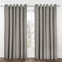 Emma Barclay – Embossed Velvet Blackout Curtains for Bedroom Living Room Thermal Insulated Woven Eyelet Blackout Curtains Midnight Collection (66” x 54” Inch)(Stone)