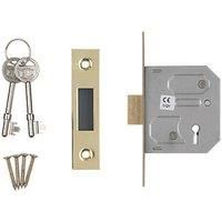 Smith & Locke 3 Lever Electric Brass 3-Lever Mortice Deadlock 64mm Case - 44mm Backset (2316G)
