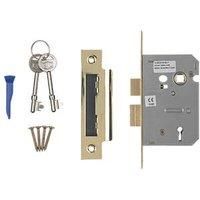 Smith & Locke 3 Lever Electric Brass Mortice Sashlock 65mm Case - 44mm Backset (6582G)