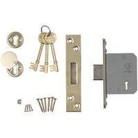 Smith & Locke Stainless Brass BS 5-Lever Mortice Deadlock 65mm Case - 45mm Backset (9026G)