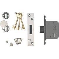 Smith & Locke Fire Rated Satin Stainless Steel BS 5-Lever Mortice Deadlock 65mm Case - 45mm Backset (1047G)