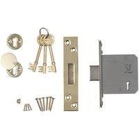 Smith & Locke Satin Brass BS 5-Lever Mortice Deadlock 76mm Case - 57mm Backset (9400G)