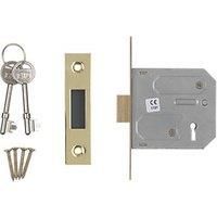 Smith & Locke 3 Lever Electric Brass 3-Lever Mortice Deadlock 76mm Case - 57mm Backset (6271G)