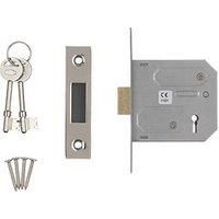 Smith & Locke 3 Lever Nickel-Plated 3-Lever Mortice Deadlock 76mm Case - 57mm Backset (6776G)