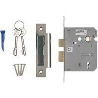 Smith & Locke Fire Rated 3 Lever Nickel-Plated Mortice Sashlock 76mm Case - 57mm Backset (1634G)