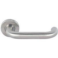Eurospec Safety Fire Rated Safety Lever on Rose Pair Satin Stainless Steel (2432J)