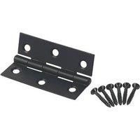 Pair Smith & Locke Antique Black Steel Butt Door Hinges L75mm x W52mm - New