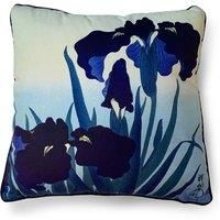 Ohara Koson Iris Flowers Cushion - 40 x 40cm Piped Soft Brushed Velvet