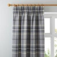 Highland Check Dove Grey Pencil Pleat Curtains Grey