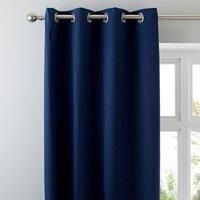 Luna Brushed Navy Blackout Eyelet Curtains Navy Blue