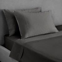 Dorma 300 Thread Count 100% Cotton Sateen Plain Slate Cuffed Pillowcase Slate