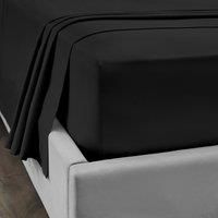 Dorma 300 Thread Count 100% Cotton Sateen Plain Fitted Sheet Black
