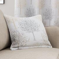 Jacquard Trees Dove Grey Cushion White, Grey and Yellow