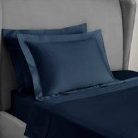 Dorma 300 Thread Count 100% Cotton Sateen Plain Navy Oxford Pillowcase Navy Blue