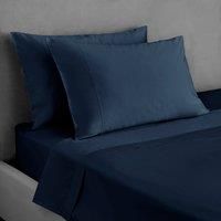 Dorma 300 Thread Count 100% Cotton Sateen Plain Navy Housewife Pillowcase Navy Blue