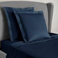 Dorma 300 Thread Count 100% Cotton Sateen Plain Navy Continental Square Pillowcase Navy Blue
