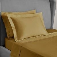 Dorma 300 Thread Count 100% Cotton Sateen Plain Ochre Oxford Pillowcase Yellow