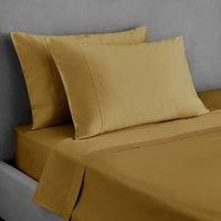 Dorma 300 Thread Count 100% Cotton Sateen Plain Ochre Housewife Pillowcase Yellow