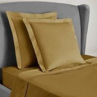Dorma 300 Thread Count 100% Cotton Sateen Plain Ochre Continental Square Pillowcase Yellow