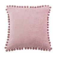 Chenille Square PomPom Cushion Pink