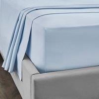 Dorma 300 Thread Count 100% Cotton Sateen Plain Fitted Sheet Blue