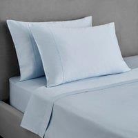 Dorma 300 Thread Count 100% Cotton Sateen Plain Flat Sheet Blue