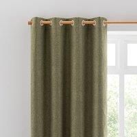 Luna Brushed Olive Blackout Eyelet Curtains Olive (Green)