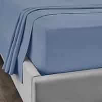Dorma 300 Thread Count 100% Cotton Sateen Plain Fitted Sheet Blue