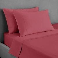 Dorma 300 Thread Count 100% Cotton Sateen Plain Flat Sheet Rose