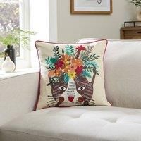 Cat Embroidered Cushion