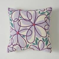 Crewel Work Floral Square Cushion