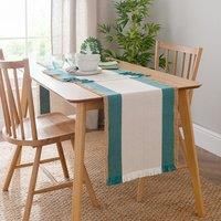 Rib Stripe Border Cotton Table Runner