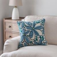 Crewel Work Floral Square Cushion