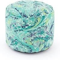 Feather Marble Teal Pouffe