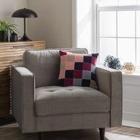 Clara Cubed Patchwork Cotton Velvet Square Cushion