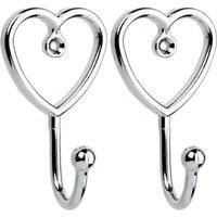 Pack of 2 Chrome Heart Curtain Hooks Silver