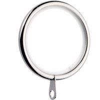 Pack of 6 Lined Metal Curtain Rings Dia. 28mm Satin Silver